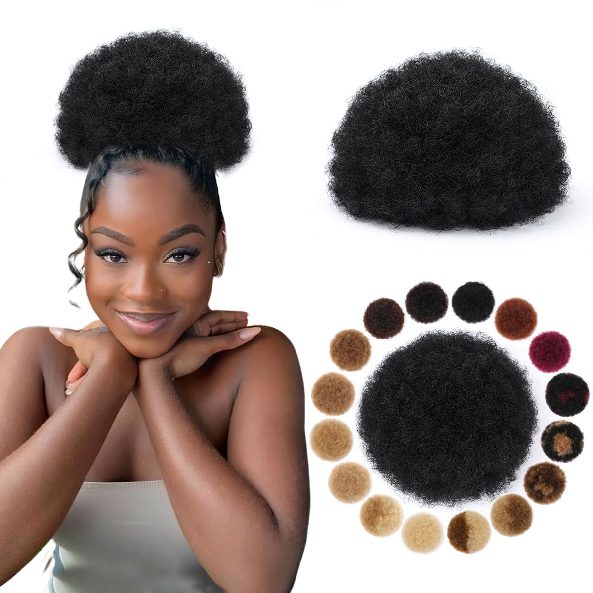 Drawstring Afro Curly Puff Ponytail - Afro Puff Synthetic Drawstring Ponytail Kinky