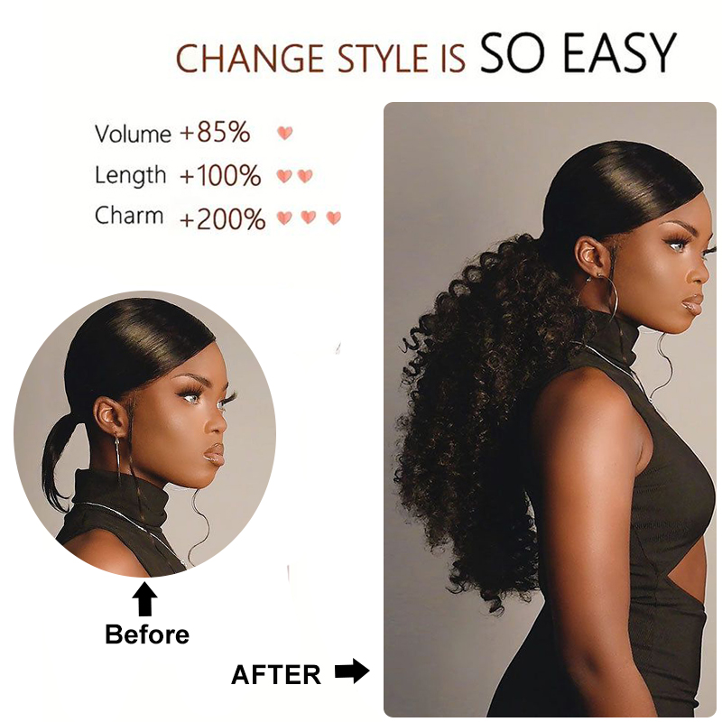Long Curly Drawstring Ponytail - đánh giá và giá Drawstring Afro Curly Puff Ponytail