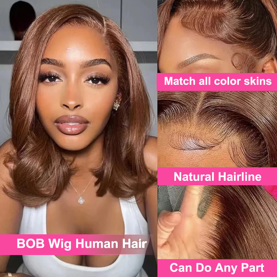 13X4 Chocolate Brown Straight  - đánh giá và giá Glueless Wear And Go Human Hair Wig