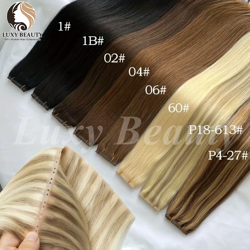 Brown Butterfly Hole Weft Hair - đánh giá và giá Invisible Tape In Extensions Real Hair