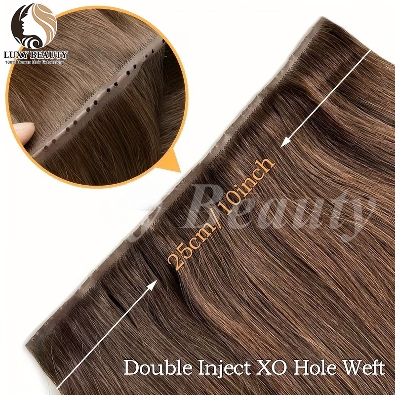 Brown Butterfly Hole Weft Hair - đánh giá và giá Invisible Tape In Extensions Real Hair
