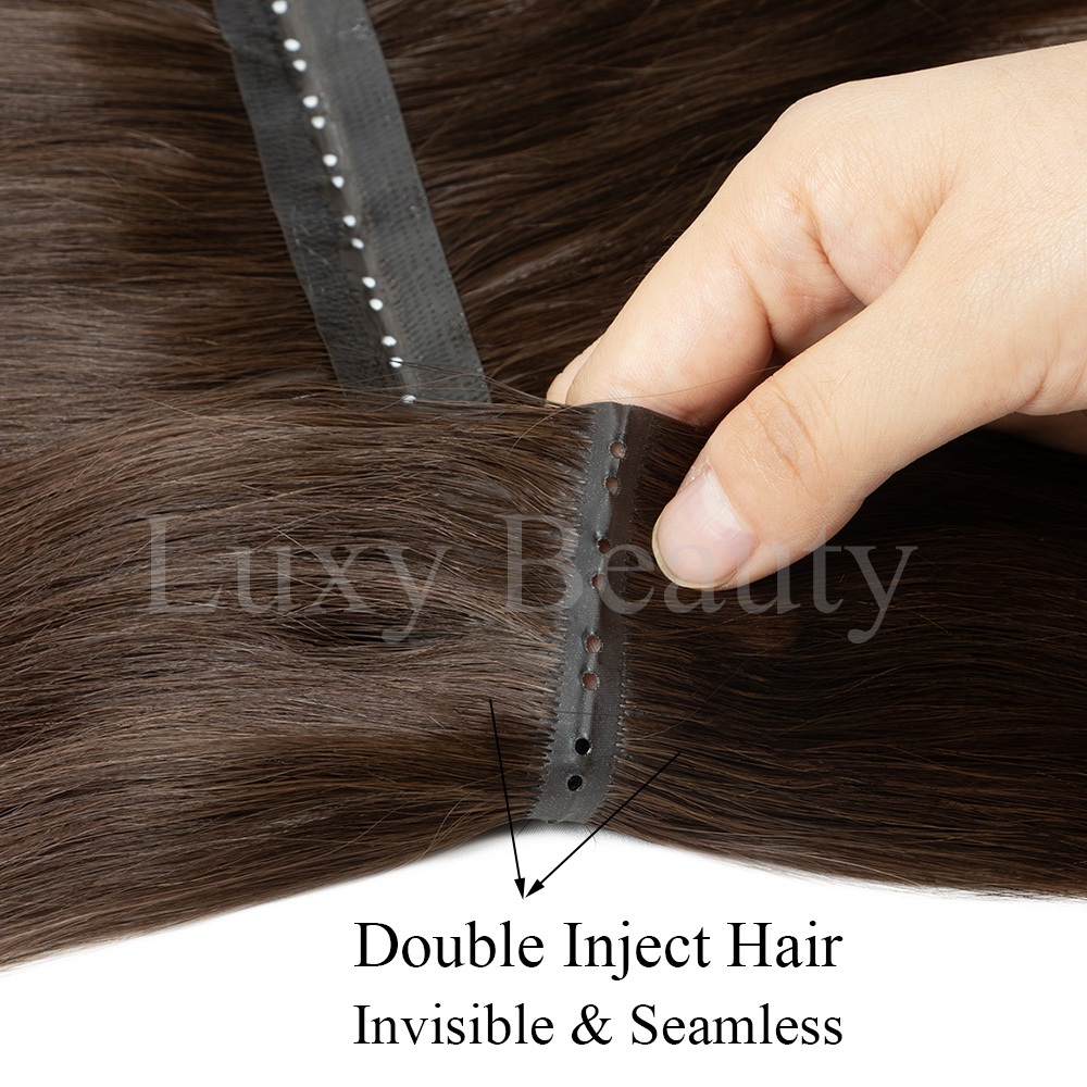 Brown Butterfly Hole Weft Hair - đánh giá và giá Invisible Tape In Extensions Real Hair