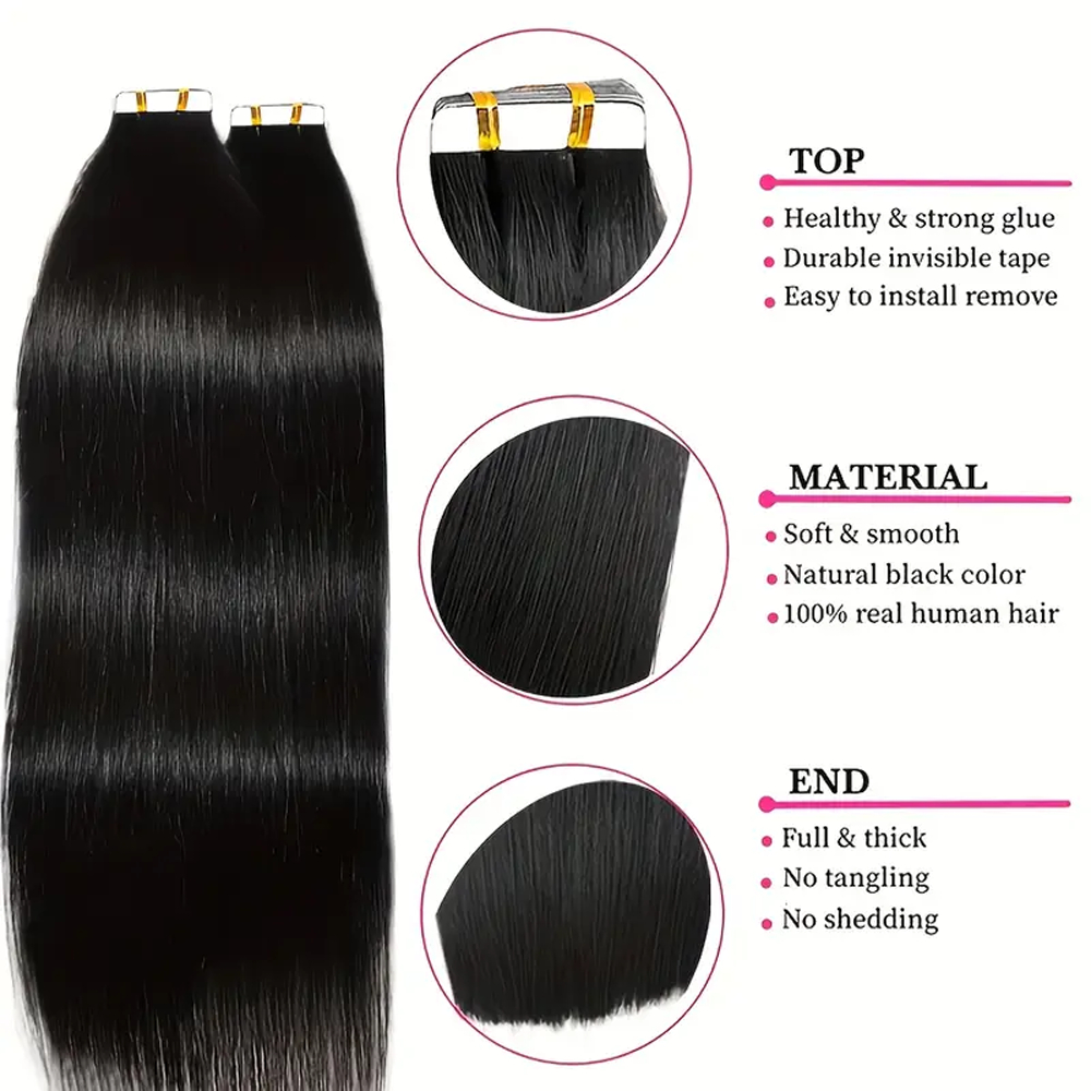 Tape in Hair Extensions Straig - đánh giá và giá Invisible Tape In Extensions Real Hair