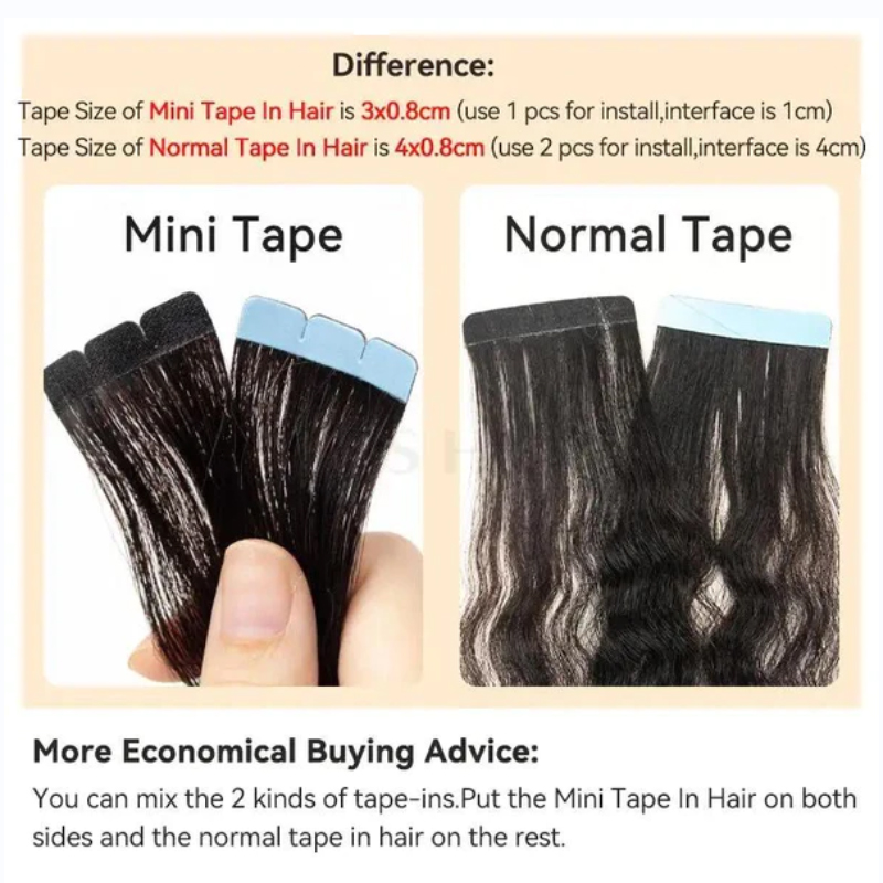 Mini Tape Hair Extensions Huma - đánh giá và giá Invisible Tape In Extensions Real Hair