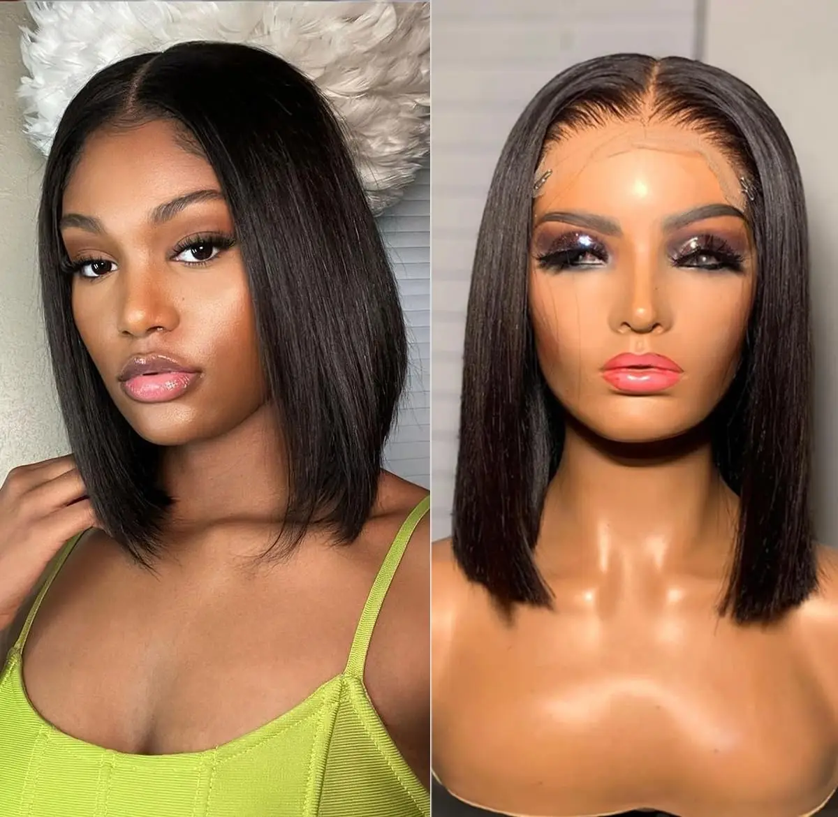 Straight Short Bob Wigs Human  - đánh giá và giá Glueless Wear And Go Human Hair Wig