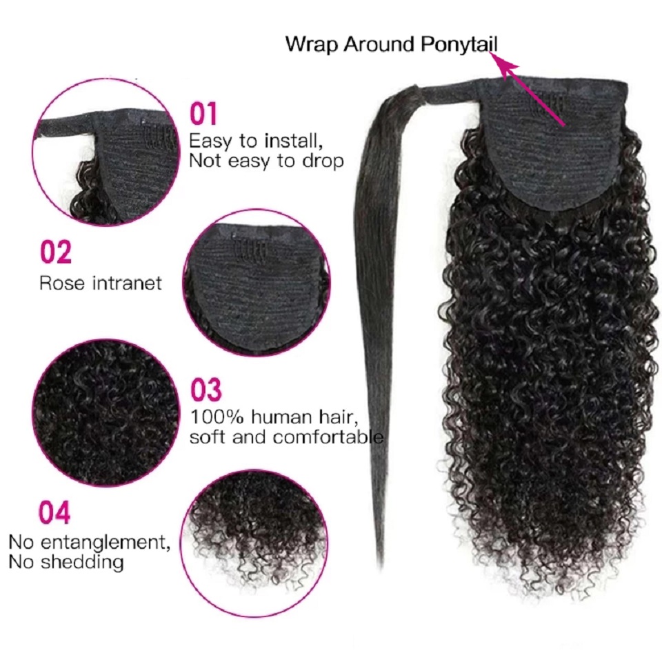 Kinky Curly Human Hair Ponytai - đánh giá và giá Seamless Clip In Hair Extensions Human Hair