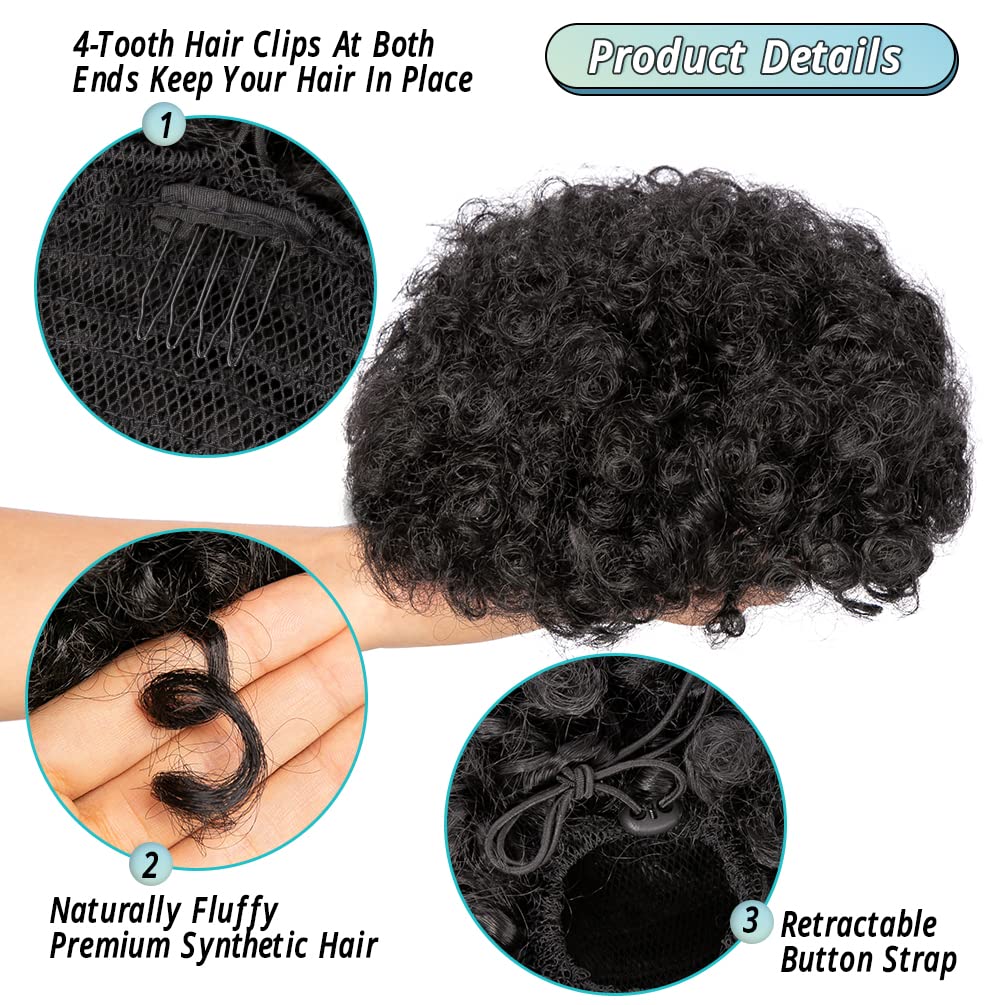 Synthetic Afro Puff Drawstring - đánh giá và giá Drawstring Afro Curly Puff Ponytail