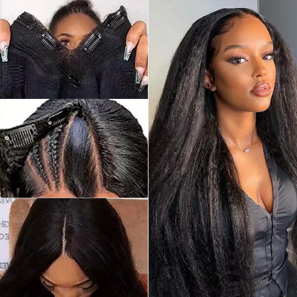 Kinky Yaki Straight Human Hair - đánh giá và giá Glueless Wear And Go Human Hair Wig