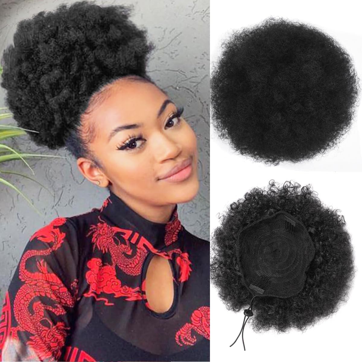 Afro Puff Drawstring Ponytail  - đánh giá và giá Drawstring Afro Curly Puff Ponytail