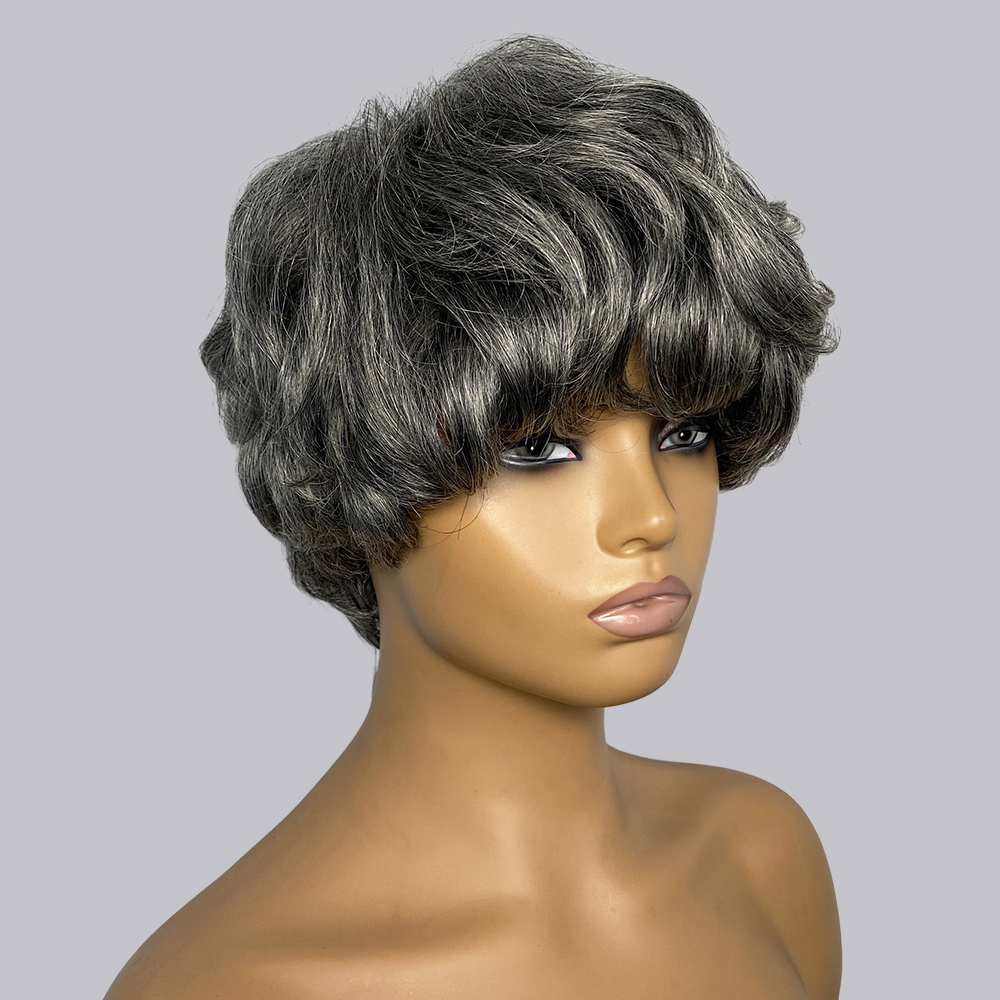 Pixie Cut Human Hair Wigs Gray - đánh giá và giá Short Pixie Cut Wig Human Hair Cheap