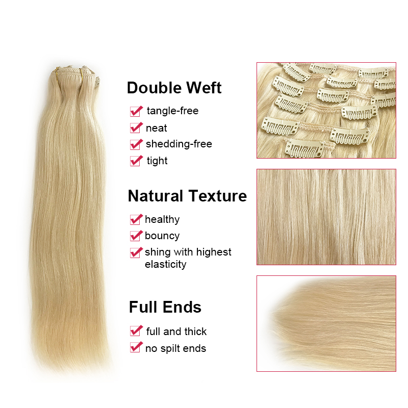 Đen Tự Nhiên # 1B/Tóc Vàng #61 - đánh giá và giá Seamless Clip In Hair Extensions Human Hair